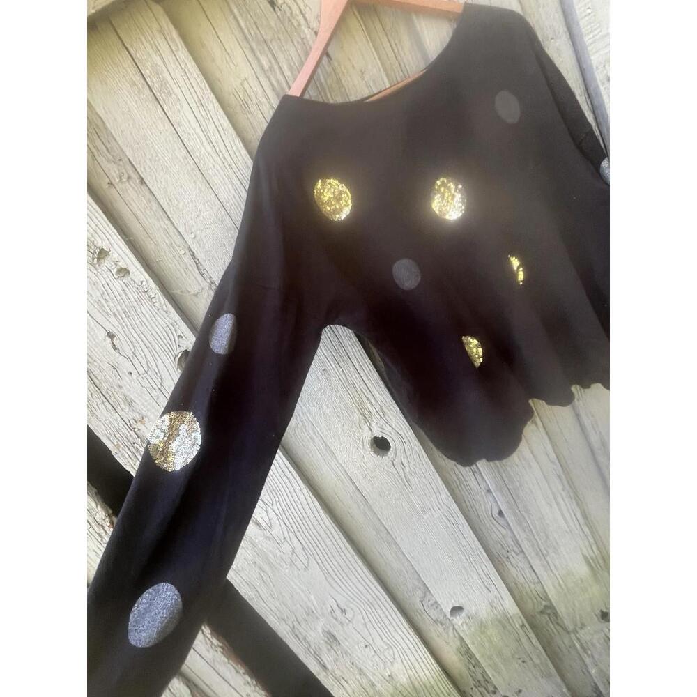 Carries Sweater Size XL Polka Dots Black